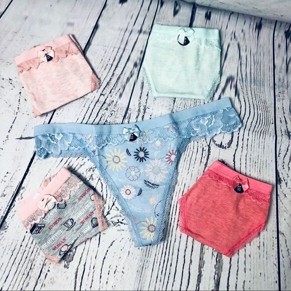 La Vie En Rose 5 pack Lacey Thong Underwear - Picture 1 of 10